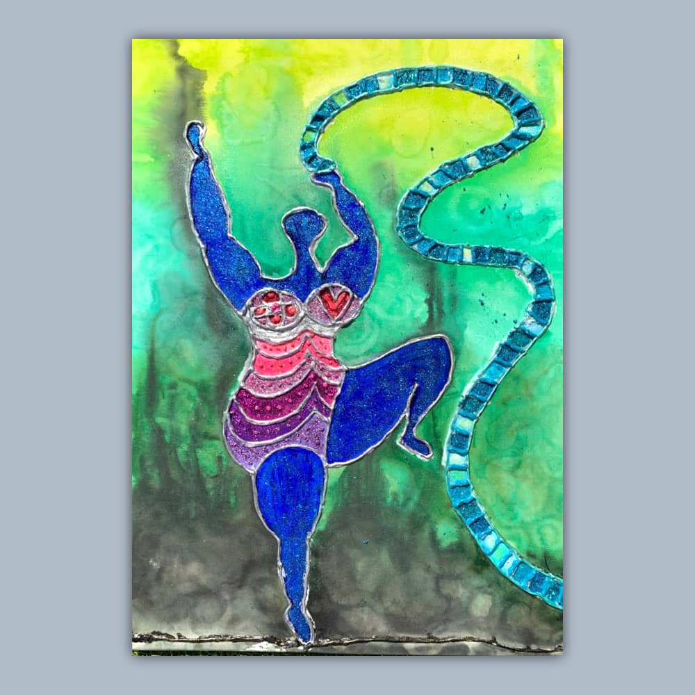 Dancer With-Turquoise-Ribbon